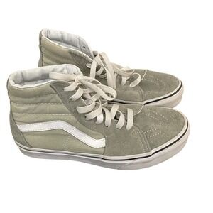 Vans Sk8-Hi Top Sneakers Womens 7 Mens 5.5 Sage Green Suede Canvas Skate Shoes